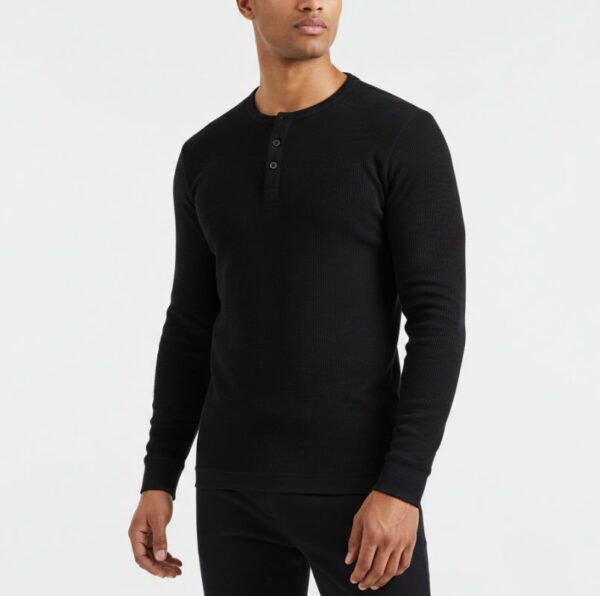 Black Henley Thermal
