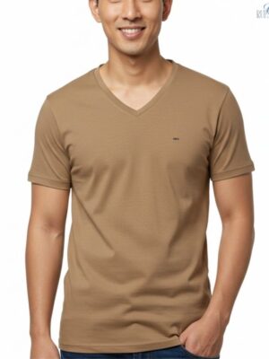 Cafe Tan V Neck T-shirt