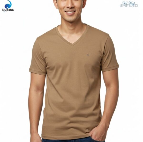 Cafe Tan V Neck T-shirt
