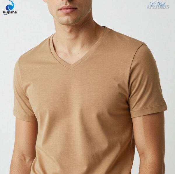 Cafe Tan V Neck T-shirt