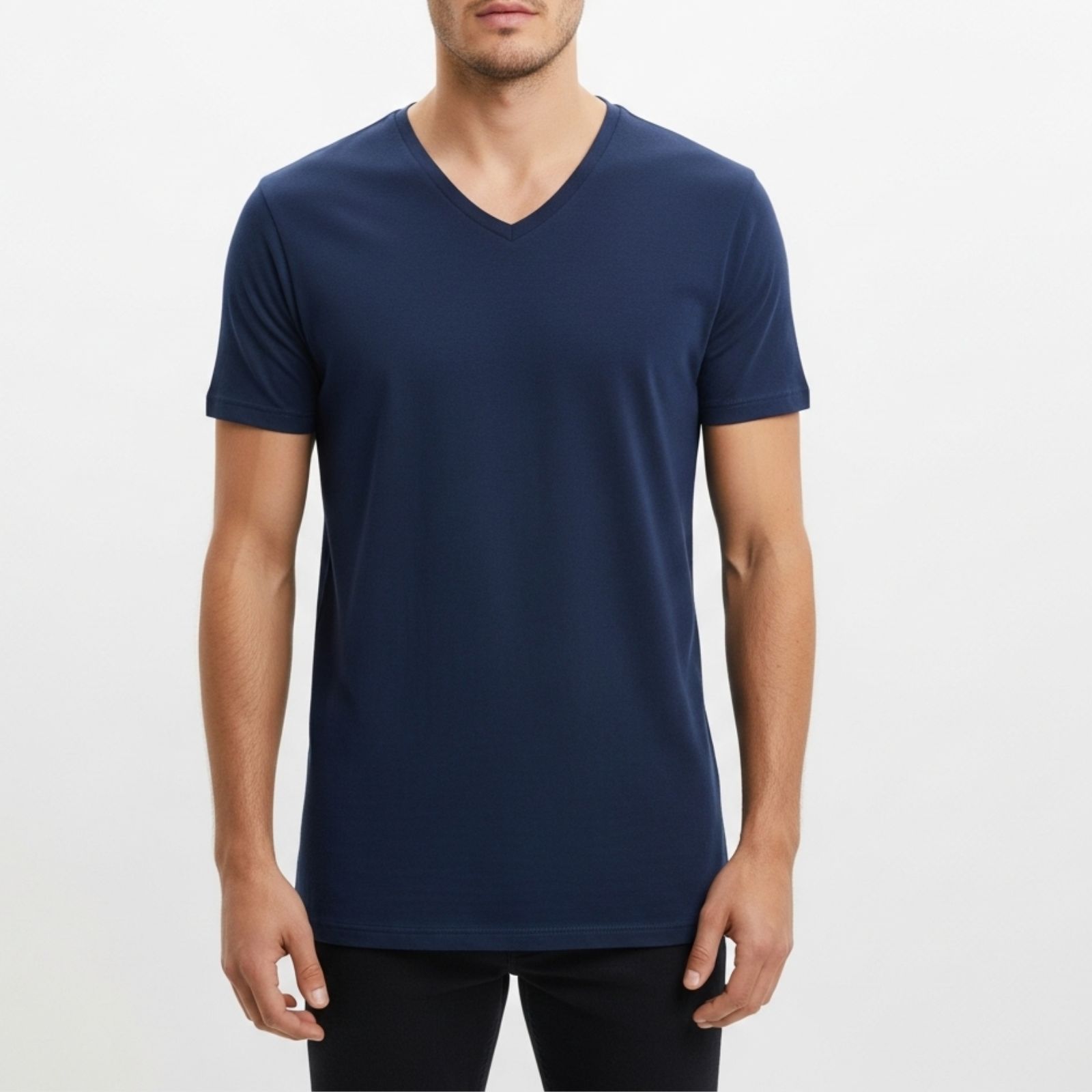 Navy Blue V Neck T-shirt